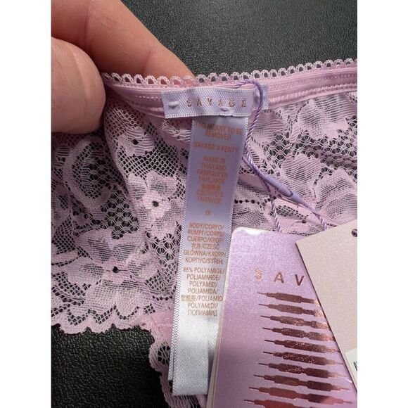 NWT Savage X Fenty Pink Floral Lace High Leg Brazilian Women's 2X - Picture 4 of 6